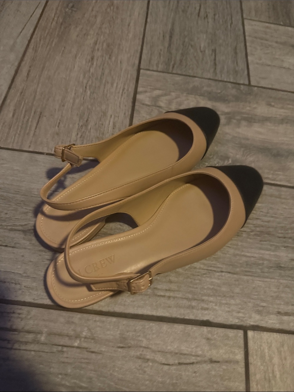 J. Crew Two-Tone Slingback Flats in Tan and Black